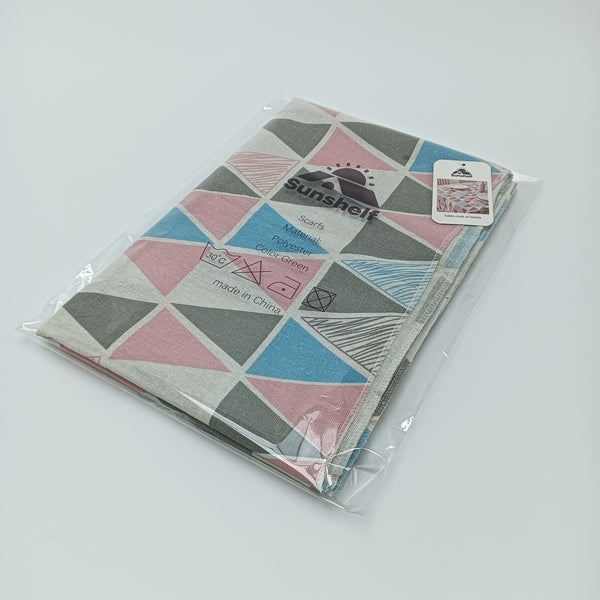 Sunshelf Table cloth of textile Geometric Triangle Pattern Tablecloth, Polyester, Green Pink Blue, 120x200cm