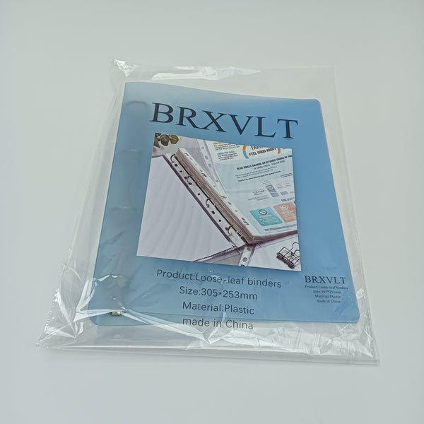 BRXVLT Loose-leaf binders Blue Plastic Loose-Leaf Binder, 12x10 Inch, Single Ring with Metal Snap Closure
