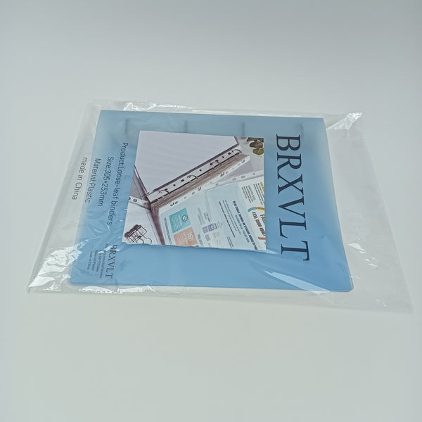 BRXVLT Loose-leaf binders Blue Plastic Loose-Leaf Binder, 12x10 Inch, Single Ring with Metal Snap Closure