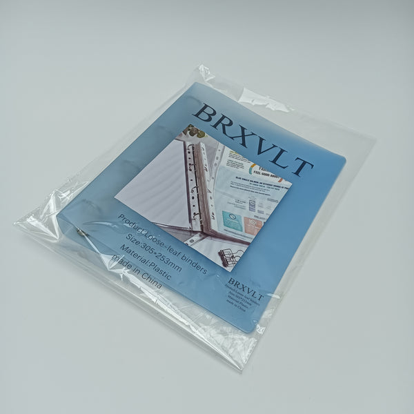 BRXVLT Loose-leaf binders Blue Plastic Loose-Leaf Binder, 12x10 Inch, Single Ring with Metal Snap Closure