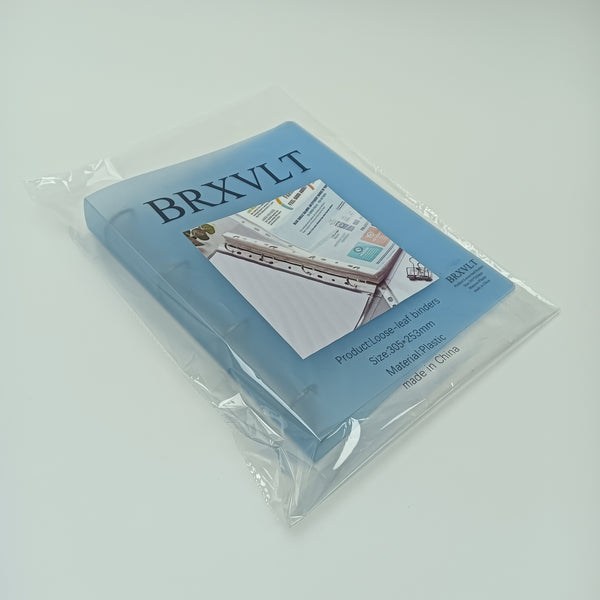 BRXVLT Loose-leaf binders Blue Plastic Loose-Leaf Binder, 12x10 Inch, Single Ring with Metal Snap Closure