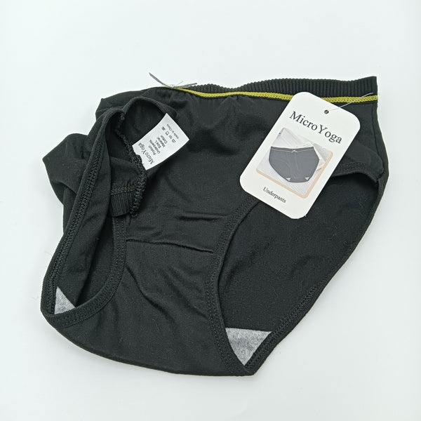 MicroYoga Underpants Breathable Women's Underwear, Black with Yellow Trim, Cotton