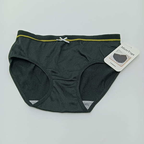 MicroYoga Underpants Breathable Women's Underwear, Black with Yellow Trim, Cotton