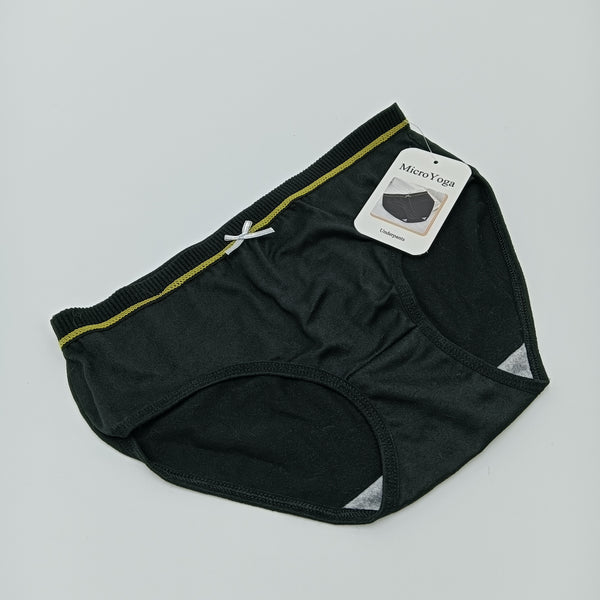 MicroYoga Underpants Breathable Women's Underwear, Black with Yellow Trim, Cotton