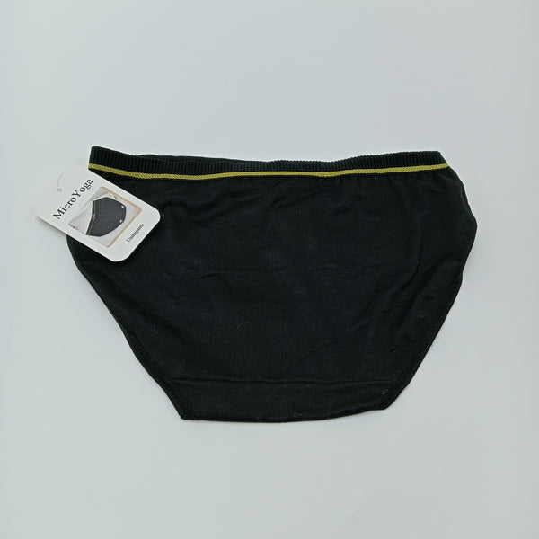 MicroYoga Underpants Breathable Women's Underwear, Black with Yellow Trim, Cotton