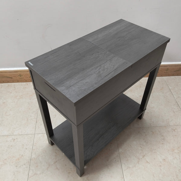 Biadeni Nightstands Gray Wood Grain Finish Nightstand with Storage Drawer and Bottom Shelf