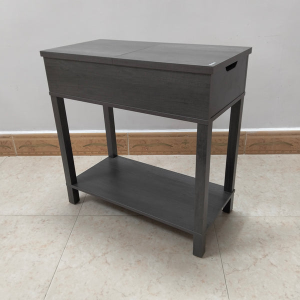 Biadeni Nightstands Gray Wood Grain Finish Nightstand with Storage Drawer and Bottom Shelf