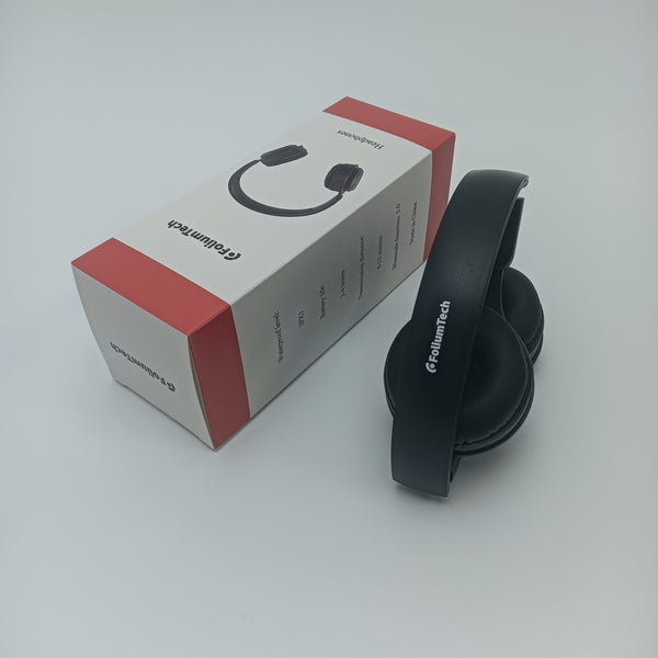FoliumTech Headphones Over-Ear Headphones, Black, Foldable Design with Padded Ear Cushions