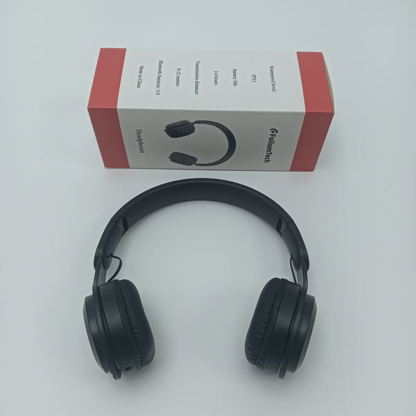 FoliumTech Headphones Over-Ear Headphones, Black, Foldable Design with Padded Ear Cushions