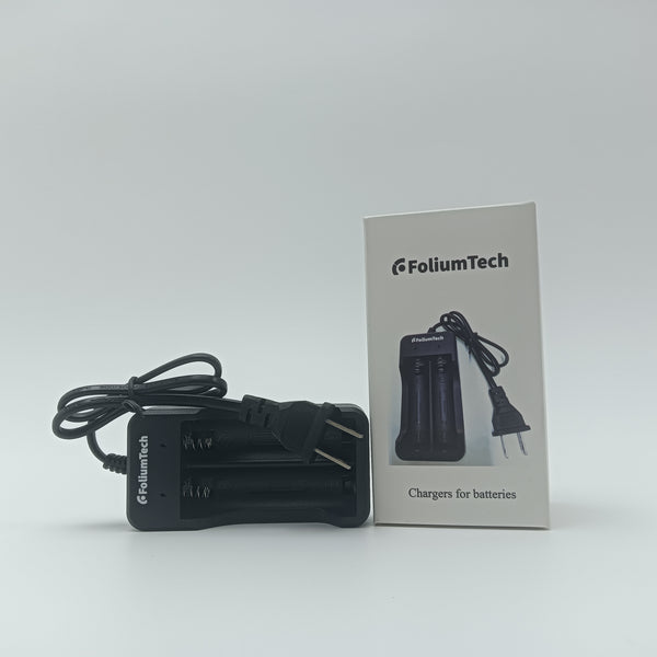 FoliumTech Chargers for batteries Universal Dual Slot Battery Charger with Power Cord, 100-240V AC Input, 4.2V 1000mA