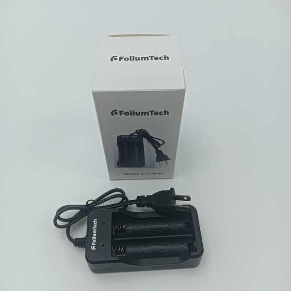 FoliumTech Chargers for batteries Universal Dual Slot Battery Charger with Power Cord, 100-240V AC Input, 4.2V 1000mA
