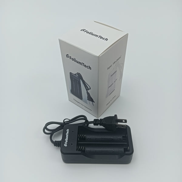 FoliumTech Chargers for batteries Universal Dual Slot Battery Charger with Power Cord, 100-240V AC Input, 4.2V 1000mA