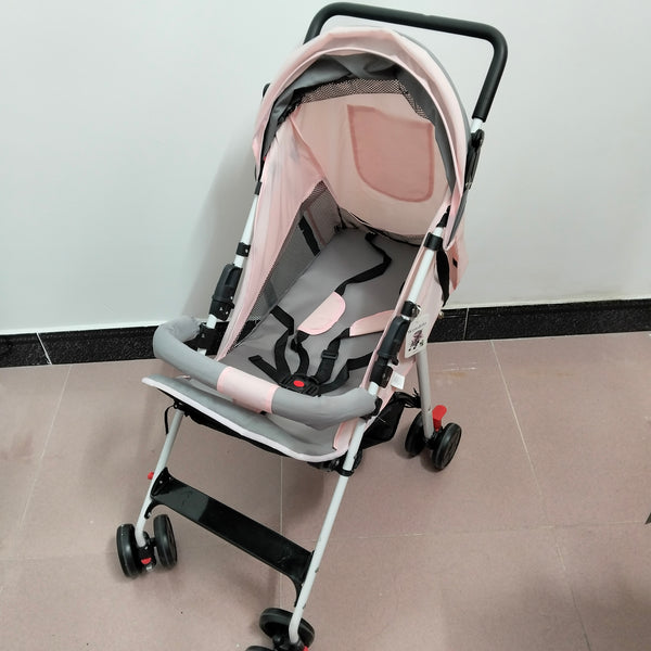 Wowdolo Strollers Lightweight Baby Stroller, Pink and Gray, with Mesh Ventilation and Storage Basket