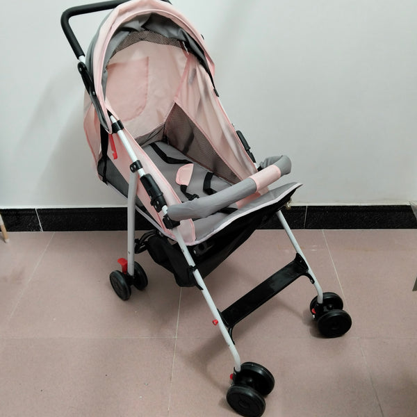 Wowdolo Strollers Lightweight Baby Stroller, Pink and Gray, with Mesh Ventilation and Storage Basket