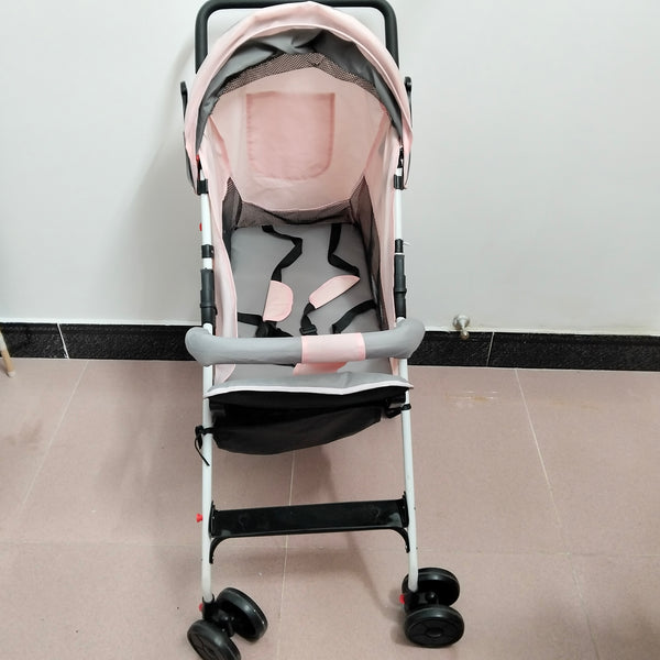 Wowdolo Strollers Lightweight Baby Stroller, Pink and Gray, with Mesh Ventilation and Storage Basket