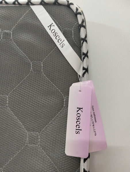 Koscels Futon mattresses Gray Quilted Pattern Mattress with Decorative Border Trim