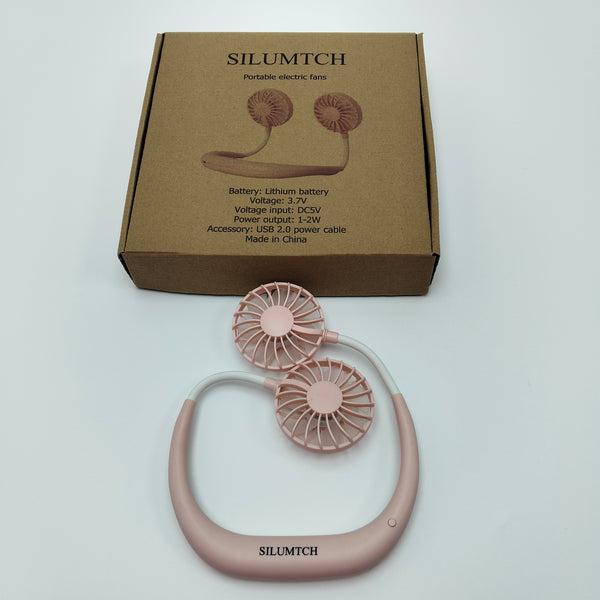 SILUMTCH Portable electric fans Portable Neck Fan, Dual Head Electric Fan, Rechargeable, USB Powered, 3.7V