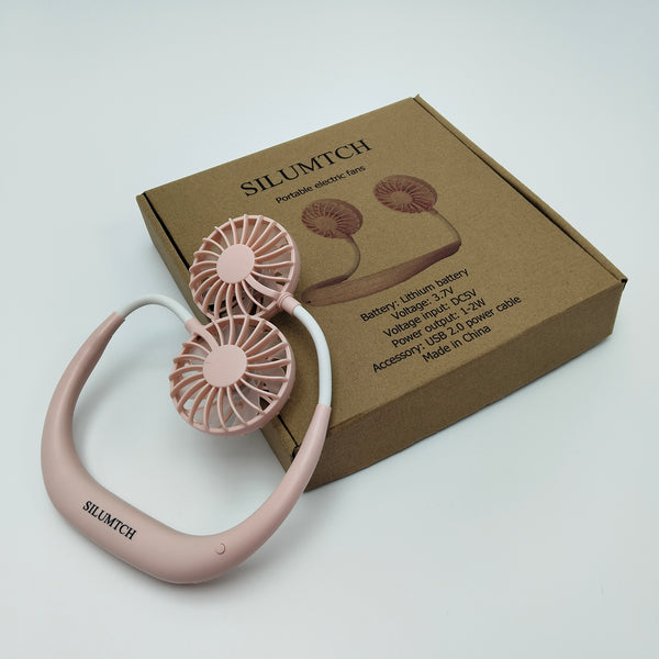 SILUMTCH Portable electric fans Portable Neck Fan, Dual Head Electric Fan, Rechargeable, USB Powered, 3.7V