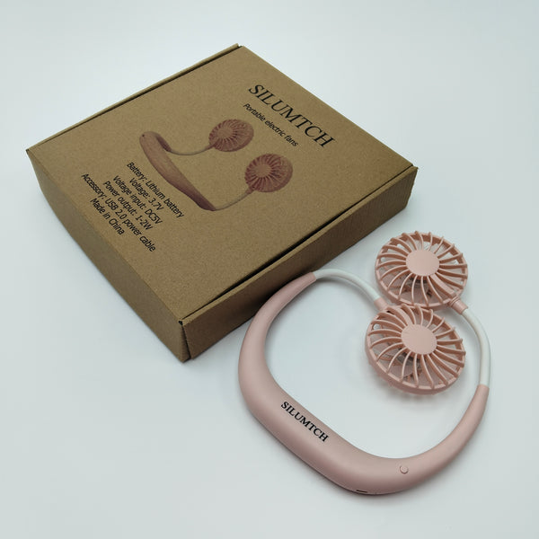 SILUMTCH Portable electric fans Portable Neck Fan, Dual Head Electric Fan, Rechargeable, USB Powered, 3.7V