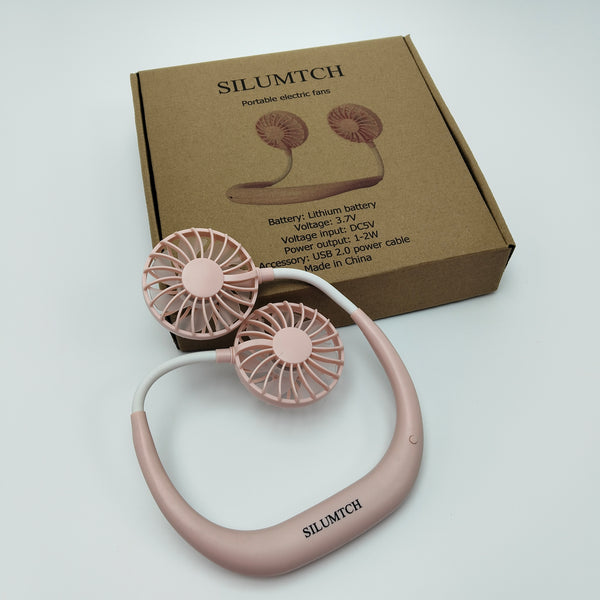 SILUMTCH Portable electric fans Portable Neck Fan, Dual Head Electric Fan, Rechargeable, USB Powered, 3.7V