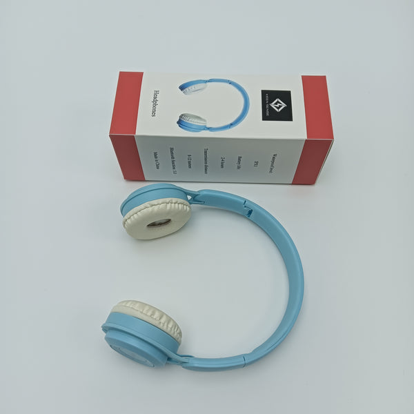 KEEN SENSE Headphones Wireless Bluetooth Headphones, Blue with White Cushions, Over-Ear Design