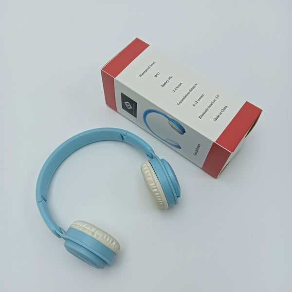 KEEN SENSE Headphones Wireless Bluetooth Headphones, Blue with White Cushions, Over-Ear Design