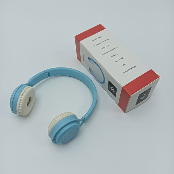 KEEN SENSE Headphones Wireless Bluetooth Headphones, Blue with White Cushions, Over-Ear Design