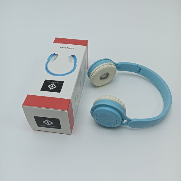 KEEN SENSE Headphones Wireless Bluetooth Headphones, Blue with White Cushions, Over-Ear Design
