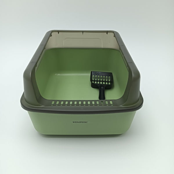 WENIPEISC Cat litter pans Green Cat Litter Box with Lid and Scoop, Top Entry Litter Pan
