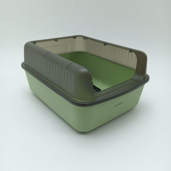 WENIPEISC Cat litter pans Green Cat Litter Box with Lid and Scoop, Top Entry Litter Pan