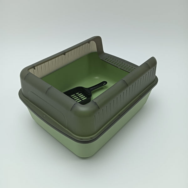 WENIPEISC Cat litter pans Green Cat Litter Box with Lid and Scoop, Top Entry Litter Pan