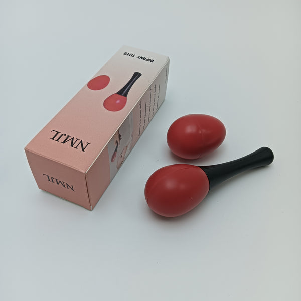 NMJL Infant toys Red Egg-Shaped Rattle with Black Handle Set for Babies