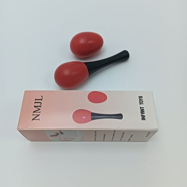 NMJL Infant toys Red Egg-Shaped Rattle with Black Handle Set for Babies