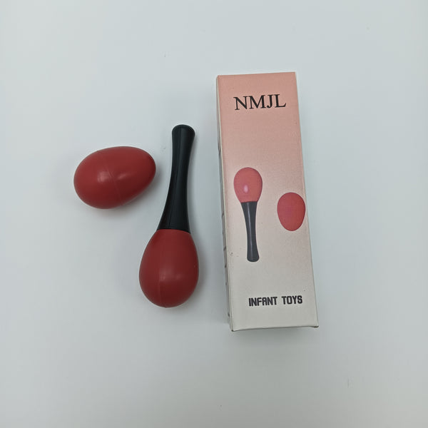 NMJL Infant toys Red Egg-Shaped Rattle with Black Handle Set for Babies