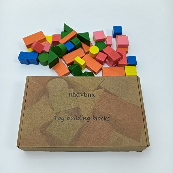 uhdvbnx Toy building blocks Wooden Building Blocks Set, Colorful Geometric Shape Blocks for Toddlers
