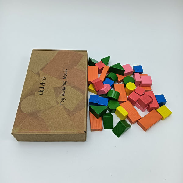 uhdvbnx Toy building blocks Wooden Building Blocks Set, Colorful Geometric Shape Blocks for Toddlers