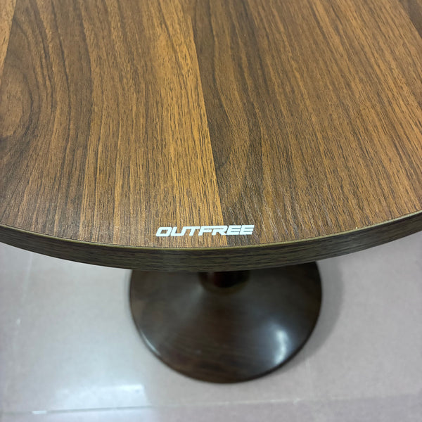 OUTFREE tables Portable solid wood texture round table, coffee table, brown