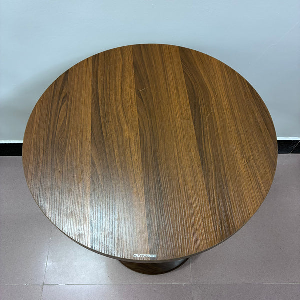 OUTFREE tables Portable solid wood texture round table, coffee table, brown