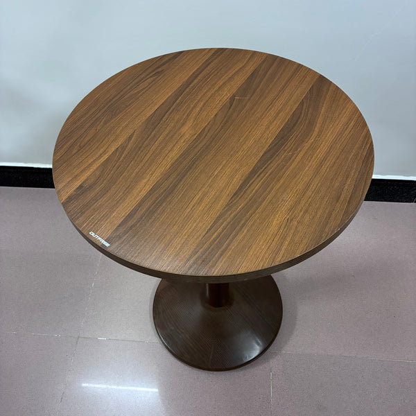 OUTFREE tables Portable solid wood texture round table, coffee table, brown