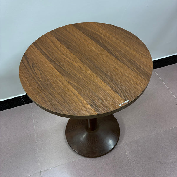 OUTFREE tables Portable solid wood texture round table, coffee table, brown