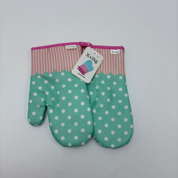 Xvilig Kitchen mitts Non-Slip Cotton Double Oven Gloves for Cooking Baking BBQ