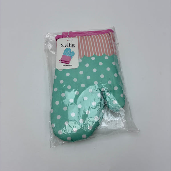 Xvilig Kitchen mitts Non-Slip Cotton Double Oven Gloves for Cooking Baking BBQ