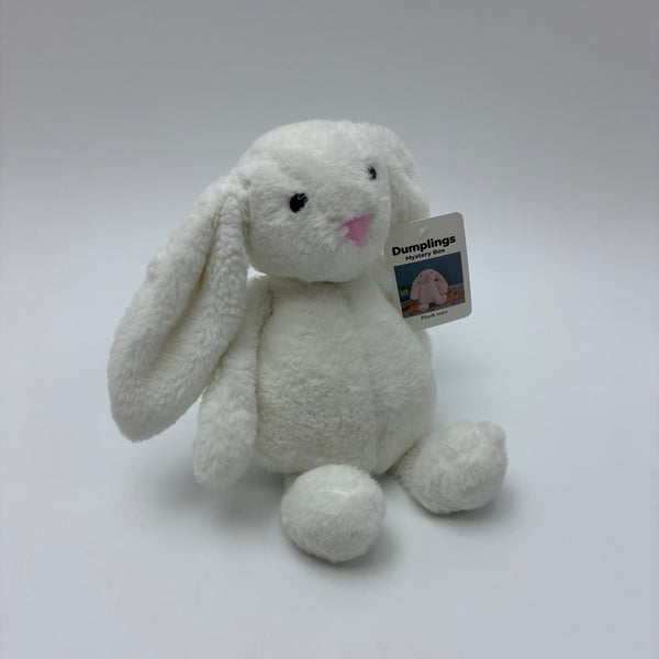Dumplings Mystery Box Adorable White Rabbit Stuffed Animal with Long Floppy Ears, 100% Polyester Fiber