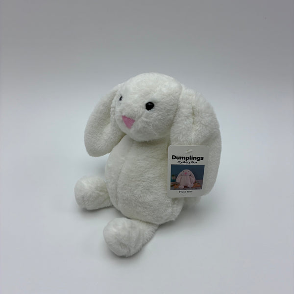 Dumplings Mystery Box Adorable White Rabbit Stuffed Animal with Long Floppy Ears, 100% Polyester Fiber