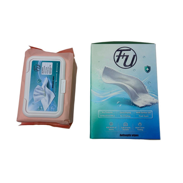 F+U Antiseptic wipes Disinfecting and antibacterial wet wipes, with a portable flip-top design