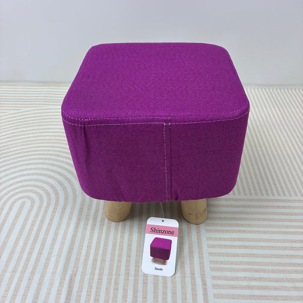 Shinzone Stools Fabric upholstered square stool, solid wood low stool, suitable for both adults and children (purple)