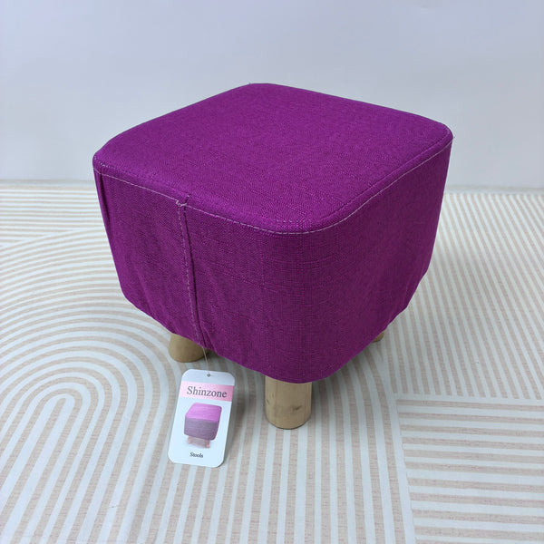 Shinzone Stools Fabric upholstered square stool, solid wood low stool, suitable for both adults and children (purple)
