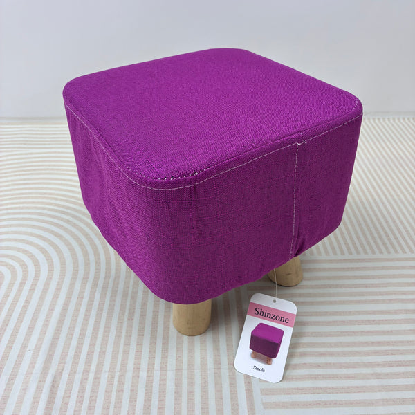 Shinzone Stools Fabric upholstered square stool, solid wood low stool, suitable for both adults and children (purple)