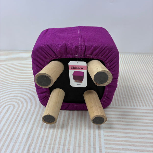 Shinzone Stools Fabric upholstered square stool, solid wood low stool, suitable for both adults and children (purple)