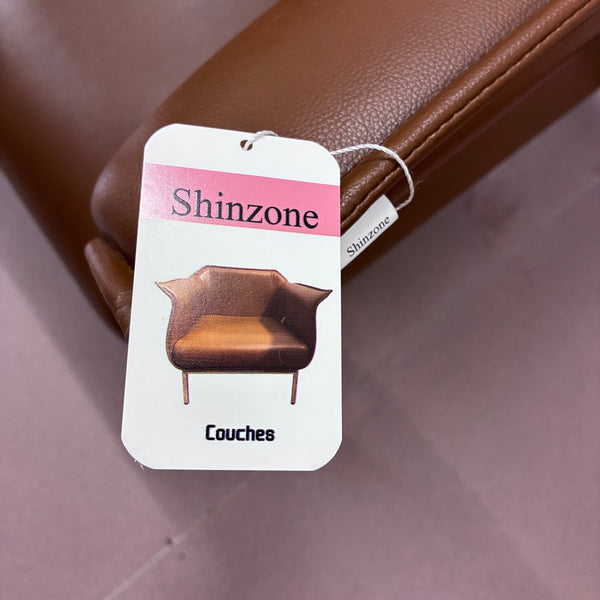 Shinzone Couches Modern minimalist leather single-person casual sofa (brown)
